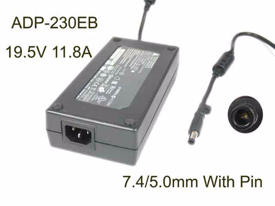 Delta Electronics ADP-230EB AC Adapter- Laptop 19.5V 11.8A, Barrel 7.4/5.0mm With Pin, I