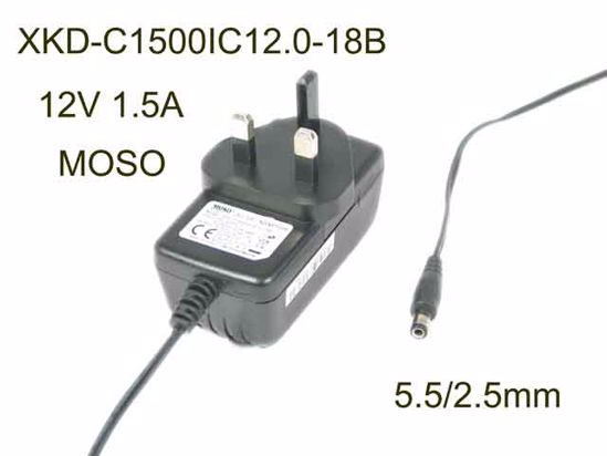 MOSO XKD-C1500IC12.0-18B AC Adapter- Laptop 12V 1.5A 5.5/2.5mm, UK 3-Pin Plug