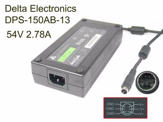 Delta Electronics DPS-150AB-13 AC Adapter- Laptop 54V 2.78A, 6P P456=V- P123=V