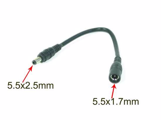 ACP For Laptop DC Tip Converter-Wire 5.5x1.7mm To 5.5x2.5mm Plug, 200mm, 60 Watts