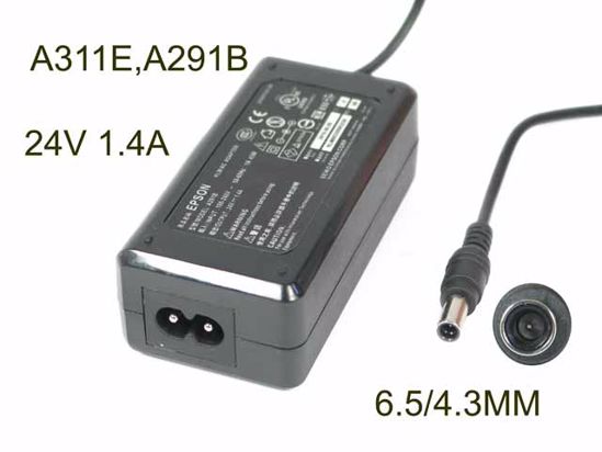 Epson A311E A291B AC Adapter 20V Above 24V 1.4A, 6.5/4.3 With Pin, 2-Prong