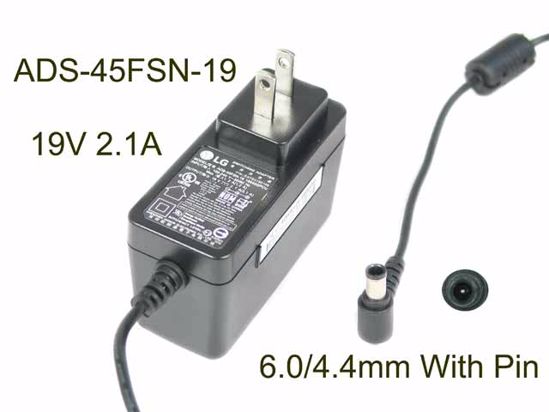 LG AC Adapter (LG) AC Adapter- Laptop ADS-45FSN-19, 19V 2.1A, 6.0/4.4mm WP, US 2P Plug,