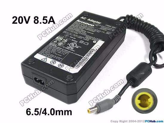 Lenovo Common Item (Lenovo) AC Adapter- Laptop 20V 8.5A, Barrel 6.5/4.0mm, 2-prong