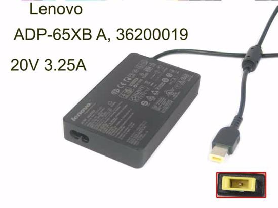 Lenovo Common Item (Lenovo) AC Adapter 20V Above 20V 3.25A, Rectangular Tip W/Pin, 2-P