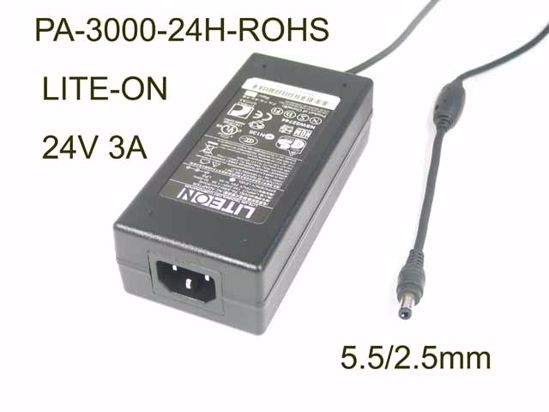 LITE-ON PA-3000-24H-ROHS AC Adapter 20V Above 24V 3A, 5.5/2.5mm, DIN, C14