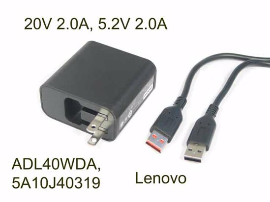 Lenovo Common Item (Lenovo) AC Adapter 20V Above 20V 2.0A, 5.2V 2.0A, USB Tip, US 2P,