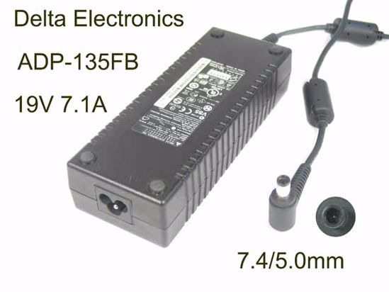 Delta Electronics ADP-135FB AC Adapter- Laptop 19V 7.1A, 7.4/5.0mm WP, 3P, New