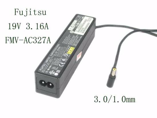 Fujitsu AC Adapter (Fujitsu) AC Adapter- Laptop FMV-AC327A, 19V 3.16A, 3.0/1.0mm, 2P