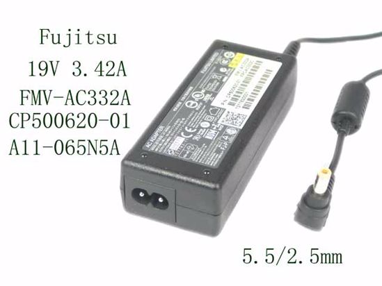 Fujitsu AC Adapter (Fujitsu) AC Adapter- Laptop FMV-AC332A, 19V 3.42A, 5.5/2.5mm, 2P, Ne