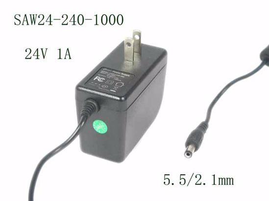 Other Brands ULLPOWER AC Adapter 20V Above SAW24-240-1000, 24V 1A, 5.5/2.1mm, US 2P Pl