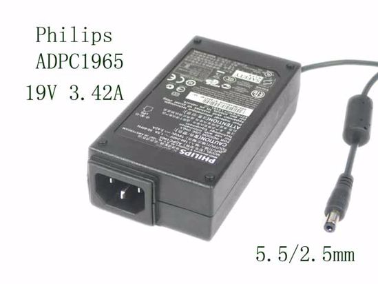 Philips ADPC1965 AC Adapter- Laptop 19V 3.42A, 5.5/2.5mm, C14