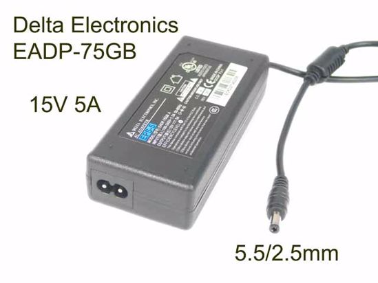 Delta Electronics EADP-75GB AC Adapter NEW Original 15V 5A, 5.5/2.5mm, 2-Prong, NEW