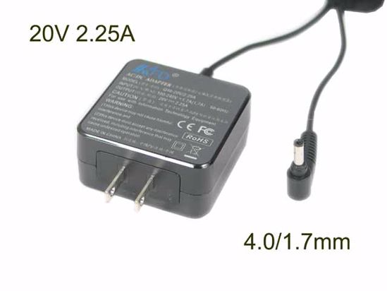 KFD KFD20225, Q46-20V/2.25A, AC Adapter 20V Above 20V 2.25A, 4.0/1.7mm, US 2P