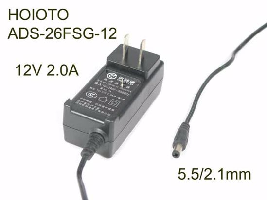 HOIOTO ADS-26FSG-12 AC Adapter- Laptop 12V 2.0A, Barrel 5.5/2.1mm, US 2-Pin Plug