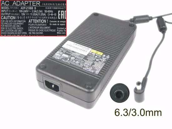 Fujitsu AC Adapter (Fujitsu) AC Adapter- Laptop FMV-AC328, 19V 11.05A, 6.2/3.0mm, C14