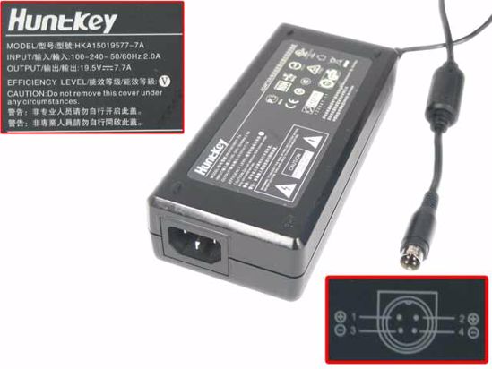 Huntkey HKA15019577-7A AC Adapter- Laptop 19.5V 7.7A, 4-Pin P1 4=V