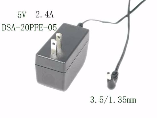 DVE DSA-20PFE-05 AC Adapter NEW Original 5V 2.4A, Barrel 3.5/1.35mm, US 2-Pin Plug