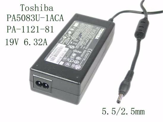 Toshiba Common Item (Toshiba) AC Adapter- Laptop 19V 6.32A, 5.5/2.5mm, 2-Prong