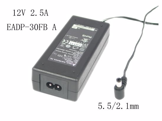 Delta Electronics EADP-30FB AC Adapter 12V 2.5A, 5.5/2.1mm, 2-Prong