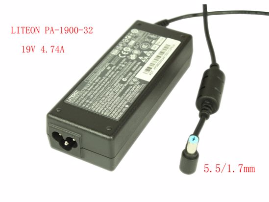 LITE-ON PA-1900-32 AC Adapter- Laptop 19V 4.74A, 5.5/1.7mm, 3-Prong