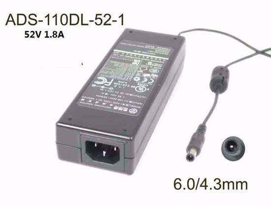 HOIOTO ADS-110DL-52-1 AC Adapter 20V Above 52V 1.8A, Barrel 6.0/4.3mm With Pin, IEC C