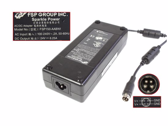 FSP Group Inc FSP150-AABN1 AC Adapter- Laptop 24V 6.25A, 4P P3 4=V