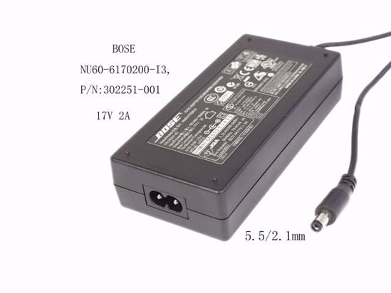 BOSE NU60-6170200-I3 AC Adapter 13V-19V 17V 2A, 5.5/2.1mm, 2-Prong