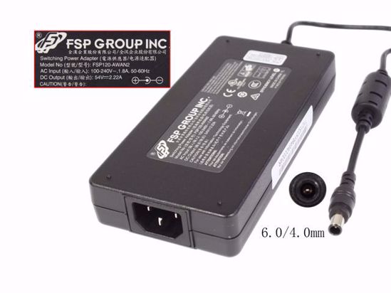 FSP Group Inc FSP120-AWAN2 AC Adapter 20V Above 54V 2.22A, 6.0/4.0mm, IEC C14