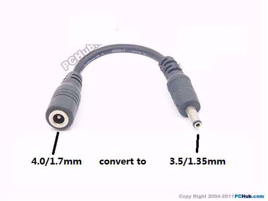 ACP Plug DC Tip Converter-Wire 4.0x1.7mm To 3.5x1.35mm Plug, 100mm, 20 Watts