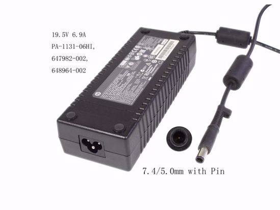 HP Common Item (HP) AC Adapter- Laptop 19.5V 6.9A, 7.4/5.0mm W/Pin, 3-Prong, Z50