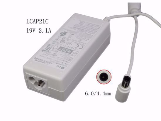 LG AC Adapter (LG) AC Adapter- Laptop LCAP21C, 19V 2.1A, 6.0/4.4mm WP, 3P, White, New