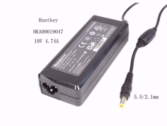 Huntkey HKA09019047-8D , HKA09019047-6D, AC Adapter- Laptop 19V 4.74A, 5.5/2.1mm, 3-Pron