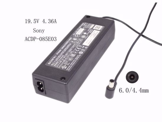 Sony AC Adapter (Sony) AC Adapter- Laptop 19.5V 4.36A, 6.0/4.4mm WP, 2P, New