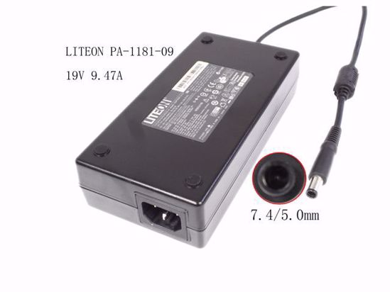 LITE-ON PA-1181-09 AC Adapter- Laptop 19V 9.47A, 7.4/5.0mm W/O Pin, IEC C14