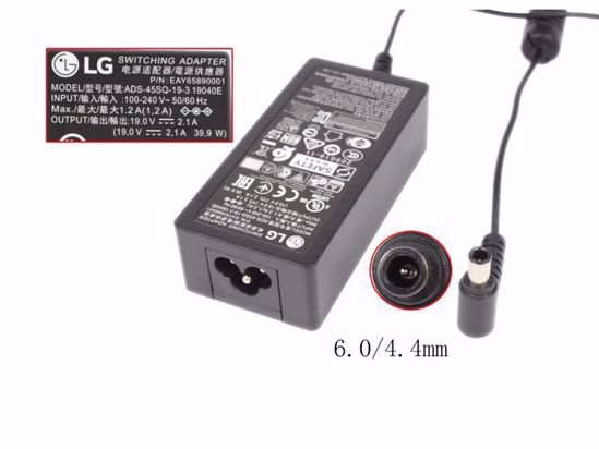 LG AC Adapter (LG) AC Adapter- Laptop ADS-45SQ-19-3, 19V 2.1A, 6.0/4.4mm WP, 3P, New