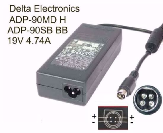 Delta Electronics ADP-90MD H AC Adapter- Laptop 19V 4.74A, 4P P1 4=V