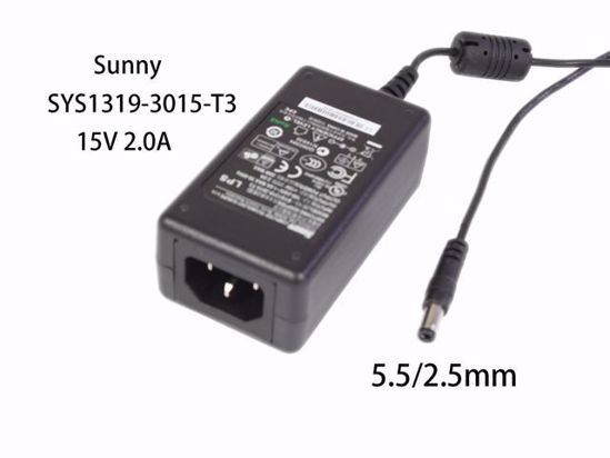 Sunny SYS1319-3015-T3 AC Adapter- Laptop 15V 2.0A, Barrel 5.5/2.5mm, IEC C14