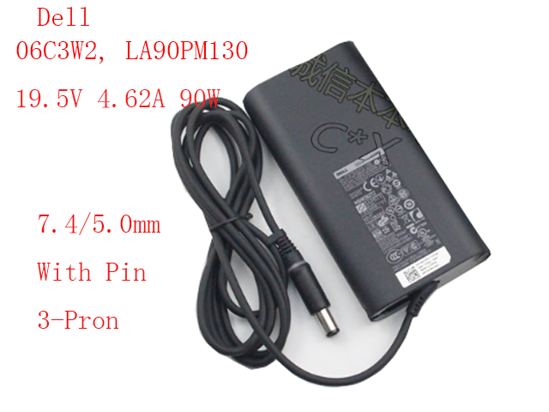 Dell Common Item (Dell) AC Adapter- Laptop 6C3W2, 19.5V 4.62A, 7.4/5.0mm With Pin, 3-Pro