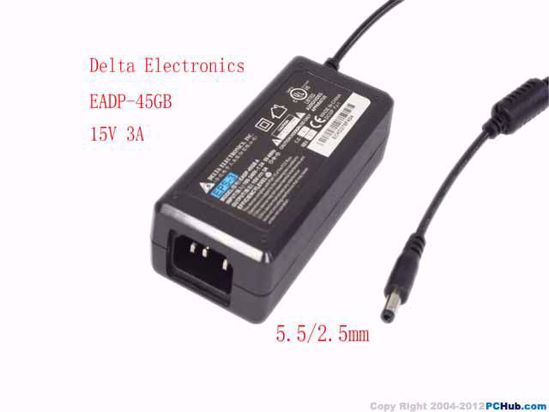 Delta Electronics EADP-45GB A AC Adapter- Laptop 15V 3A, Barrel 5.5/2.5mm, IEC C14