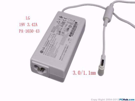 LG AC Adapter (LG) AC Adapter- Laptop PA-1650-43, 19V 3.42A, 3.0/1.1mm, 3P, New