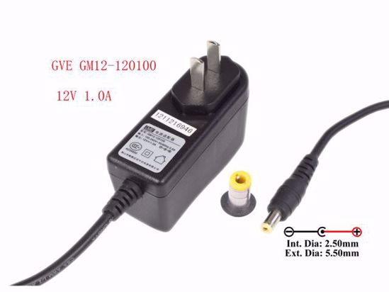 GVE GM12-120100 AC Adapter- Laptop 12V 1.0A, Barrel 5.5/2.5mm, US 2-Pin Plug