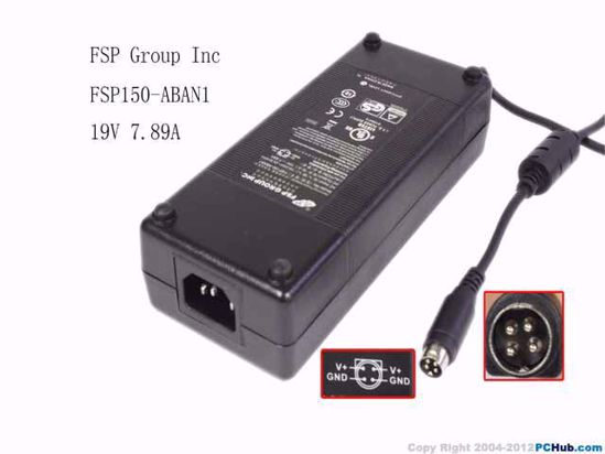 FSP Group Inc FSP150-ABAN1 AC Adapter- Laptop 19V 7.89A, 4-Pin Din, P1 P4=V