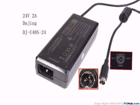 Dajing DJ-U48S-24 AC Adapter 20V Above 3-Pin connector