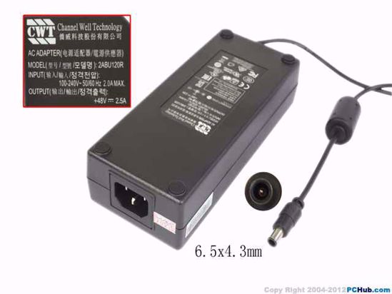 CWT 2ABU120R AC Adapter 48V 2.5A, 6.5x4.3mm with pin, IEC C14 p217993