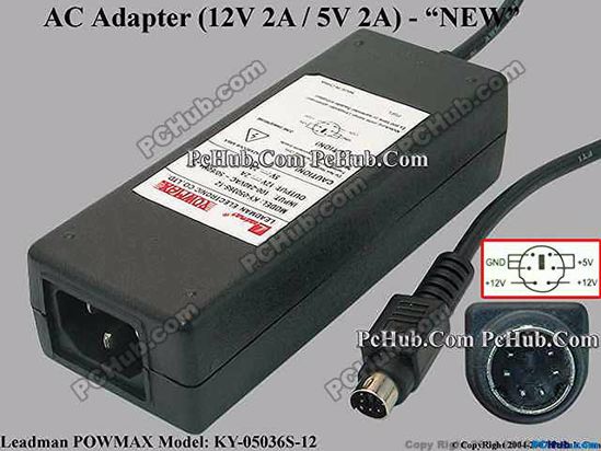 Leadman KY-05036S-12 AC Adapter 5V-12V 12V 2A, 5V 2A, 6P, P1 2=5V, P3 4=12V, C14, New