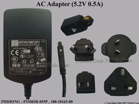 PHIHONG PSM03R-055P AC Adapter 5V-12V 180-10165-00, 5.2V 0.5A