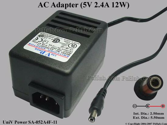 Other Brands UniV Power AC Adapter 5V-12V 5V 2.4A, 5.5/2.5mm, C14, New