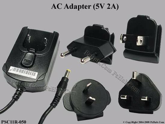 PHIHONG PSC11R-050 AC Adapter 5V-12V 5V 2A 10W, 1.7/4.0mm, Multi Pluge