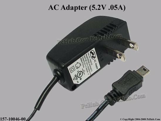 PI P925BL05050AD73 AC Adapter 5V-12V 5.2V .05A, Tip mini-USB, (AC-100V)