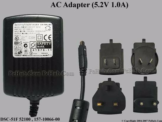 DVE DSC-51F 52100 AC Adapter 5V-12V 157-10066-00, 5.2V 1A